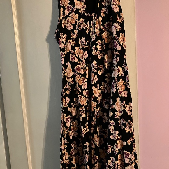 Pact fit and flare XL midi keyhole dress brown with pink flowers - Picture 7 of 7